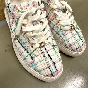 KS FRESH WHITE MULTI lift plaid tweed sneakers
